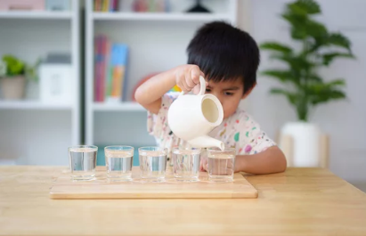 Kindergarten children in advanced Montessori work
